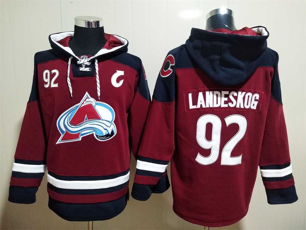 Avalanche 92 Gabriel Landeskog Burgundy All Stitched Pullover Hoodie,We sell and wholesale Avalanche 92 Gabriel Landeskog Burgundy All Stitched Pullover Hoodie on line form chian!